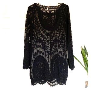 Free People  Long Sleeve Black dress